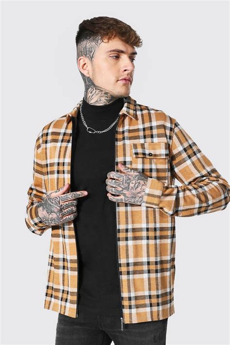 Jacquard Utility Overshirt mit Reißverschluss | boohoo DE