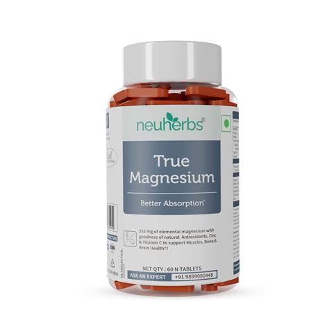 Neuherbs True Magnesium Glycinate Supplement 1600Mg- 60 Tablets ...