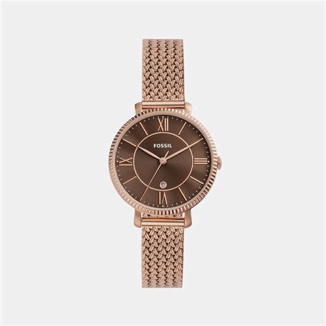 Fossil Jacqueline Women Quartz Brown Dial Analog Stainless Steel Watch ...