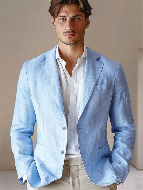 Men's 100% Linen Blazer Jacket Wedding Party Anniversary Summer Spring ...