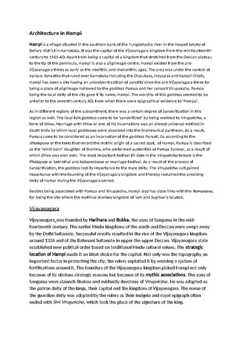 Hampi's Architectural Heritage: Insights into Vijayanagara Culture ...
