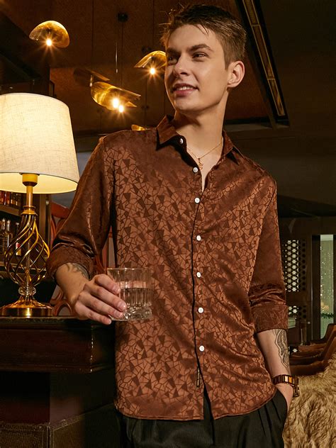 ₹949 | Campus Sutra men's Chocolate Brown Mozaic-Tactile Shirt ...