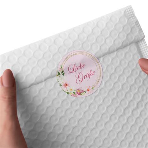 50 stickers LIEBE GRÜßE - Flowers motif Round Ø 4,5 cm