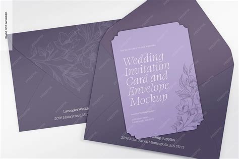 Premium PSD | Wedding invitation card and envelopes mockup, left view