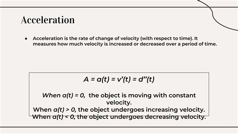 Displacement, Velocity, Acceleration, and Second Derivatives | PPTX