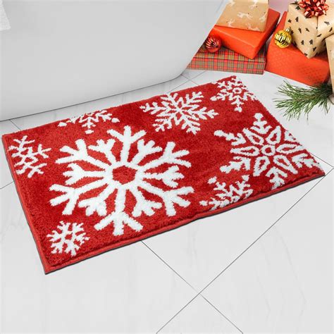 Amazon.com: Lindameler Christmas Bathroom Rugs Winter Red Snowflake ...