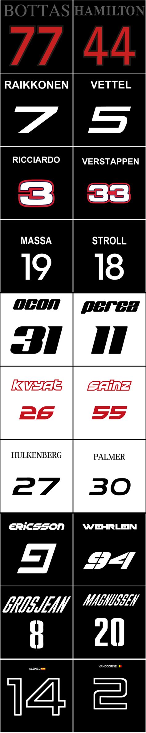 F1 2017 Drivers numbers [RELEASED]