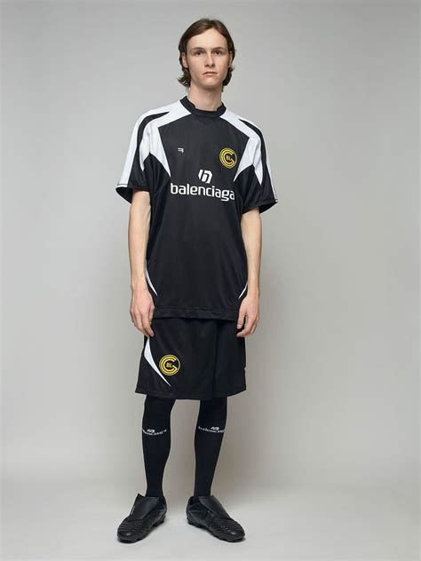 Balenciaga Two Tone Logo Mesh Football Jersey in Black for Men - Lyst
