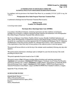 Fillable Online Winnipeasaukee River Basin, NH0100960, Final Permit ...