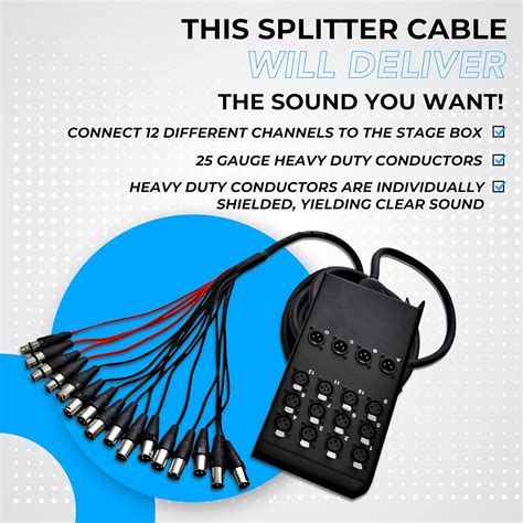 Buy Seismic Audio Speakers 12 Channel Low Profile XLR Send Sub Snake ...