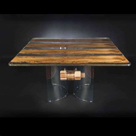 Modern table in Venetian Briccola wood and glass
