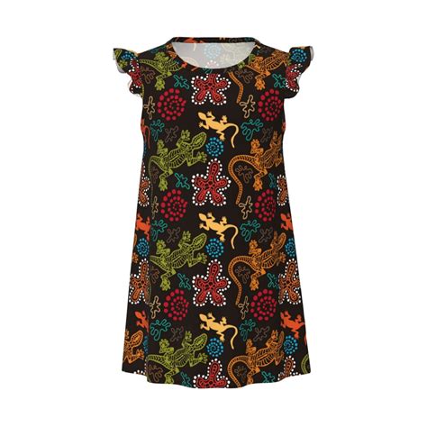 Exotic Gecko Lizard Colorful Girls Nightgown, Flutter Short Sleeves ...
