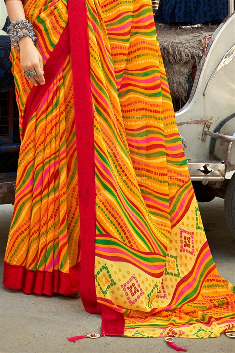 Buy Multicolour Leheriya Saree 87935 Online | Karagiri