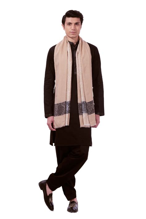 Shop Men's Fine Wool Self Kaani Stole Online | Taroob – Taroob.com