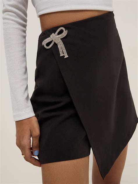 Buy Nuon Black Embellished High-Rise Skort from Westside