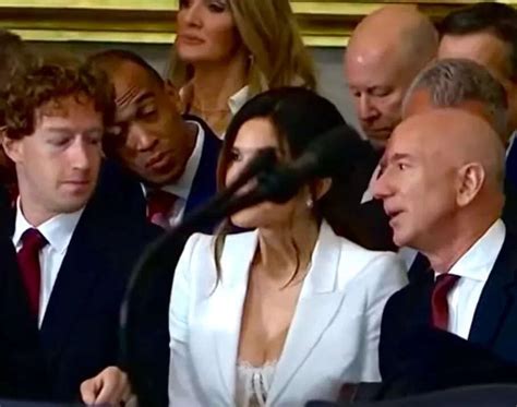 Photo of Mark Zuckerberg staring at Jeff Bezos’ fiancée Lauren Sanchez ...