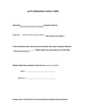 Fillable Online Auto insurance cancel form Fax Email Print - pdfFiller