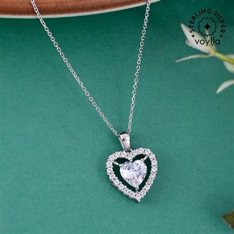 925 Sterling Silver CZ Heart Silver Pendant – VOYLLA