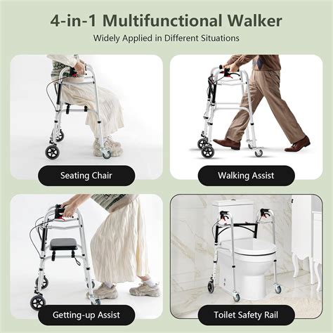 Goplus 4-in-1 Folding Walker with Detachable Seat India | Ubuy