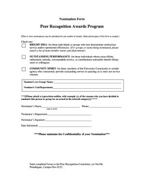 Peer To Peer Nomination Form - Fill and Sign Printable Template Online