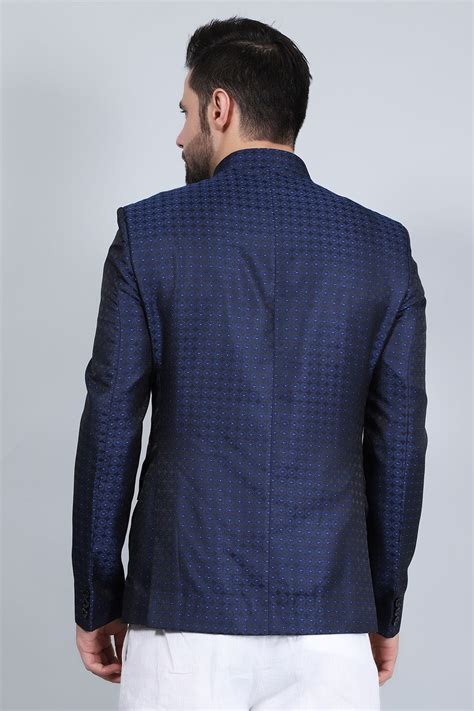 Buy WINTAGE Men's Banarasi Rayon Cotton Blue Blazer : Blue