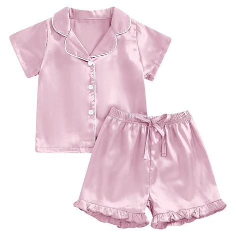 Pink Silk Pajamas Pink Silk Pjs Toddler Kids Unisex Pjs Set Girls Boys ...