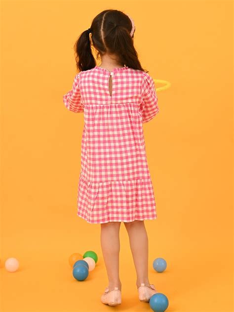 Buy Pink White Checkered Cotton Dress | PDL208/PDL2 | The loom