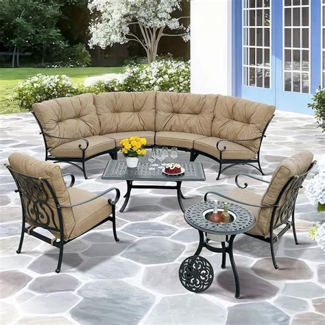 Santa Anita 8 Pc Cast Aluminum Sectional Seating Set w/ 48 Inch Series ...