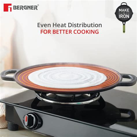 Buy BERGNER Elements Black Cast Iron Flat Dosa Tawa - 30cm from Bergner ...