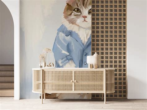 Blue Jacket Cat Wallpaper Mural