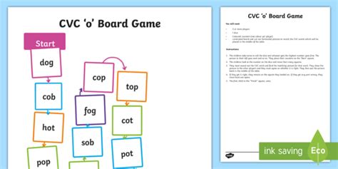 CVC 'o' Board Game (teacher made)