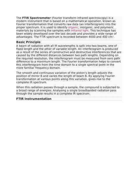 FTIR - It is used to identify organic, inorganic, and polymeric ...