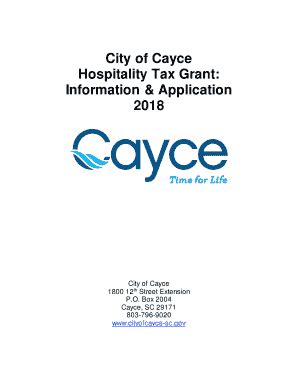 Fillable Online 2018 Hospitality Tax Information and Application Fax ...
