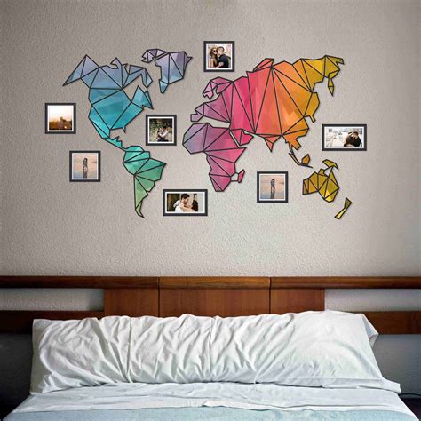Designer Wooden World Maps – Rainbow, Blue & Multicolored Collection ...