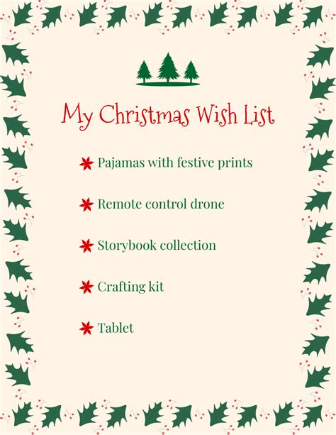 Free Christmas Wish List Templates, Editable and Printable