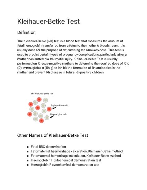 Kleihauer-Betke Test - Carmines - Kleihauer-Betke Test Definition The ...
