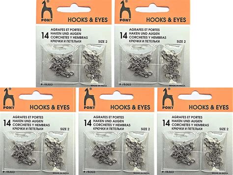 JEFFY Pony Blouse Hook and Eye 70 Sets Fasteners for Sewing Clothing ...