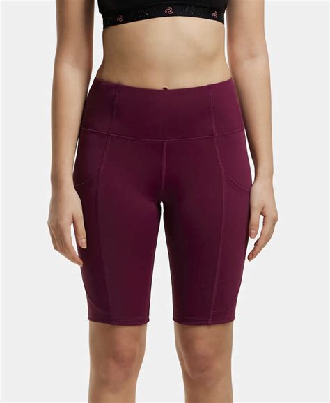 Buy Microfiber Elastane Slim Fit Shorts with Side Pockets - Grape Wine ...