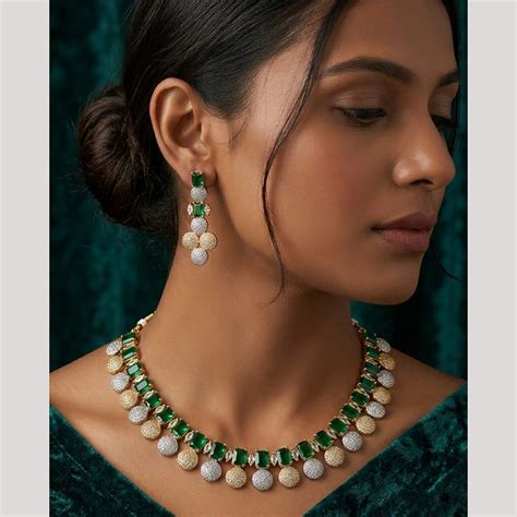 FS Collection Premium American Diamond Statement Necklace Set ...