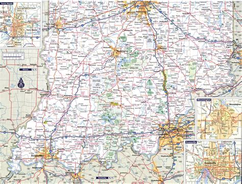 Map of Indiana state with roads and cities Evansville, Ft Wayne ...