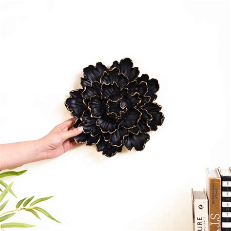 Glam Black Flower Wall Decor For Living Room Online - Premium Wall ...