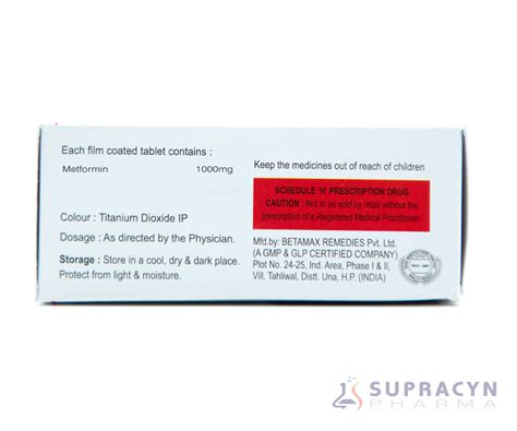 SUPRAMEDS | Metformin 1000mg | Best Online Medical Supply Store ...