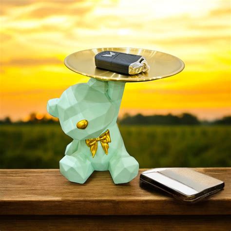 Buy bear statue with tray key holder online – Feel Rich Decor