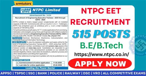 NTPC Executive Trainees Recruitment 2026 - 515 Posts Apply Online 25.02 ...