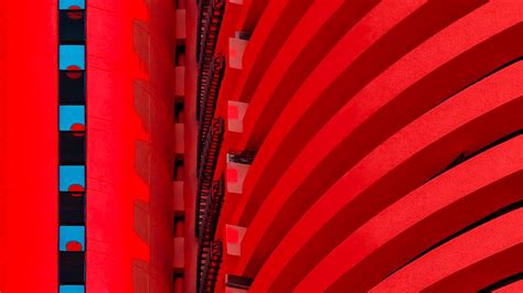 Download wallpaper 1920x1080 building, facade, balcony, red full hd ...