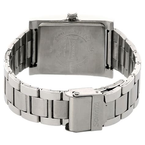 Sonata Quartz Analog Black Dial Stainless Steel Strap Watch for Men