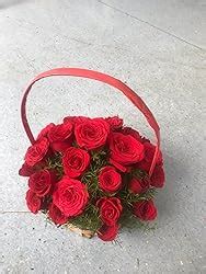 Floralbay Special Handle Basket Arrangement of 25 Red Roses Fresh ...