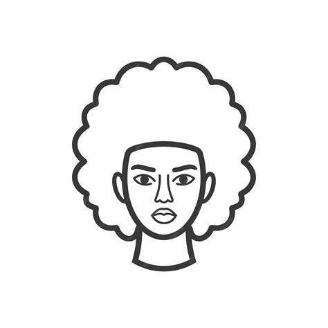 Afro minimalist line art icon logo symbol black color only | Premium AI ...