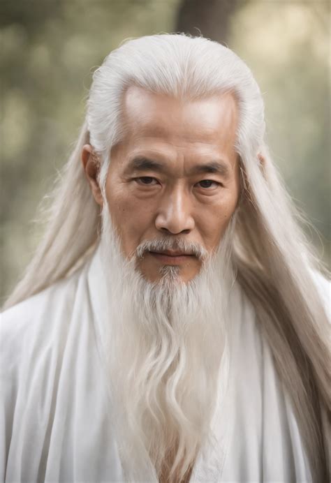 An older man with long white hair and a beard - SeaArt AI