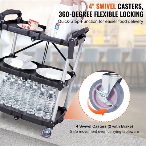 VEVOR Foldable Utility Service Cart, 3 Shelf 165LBS | Ubuy India